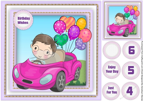 Boy in a Lilac  Birthday Car 