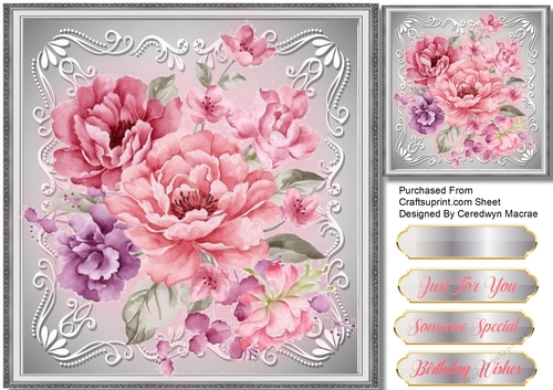 Stunning Pink Roses in a silver Frame 