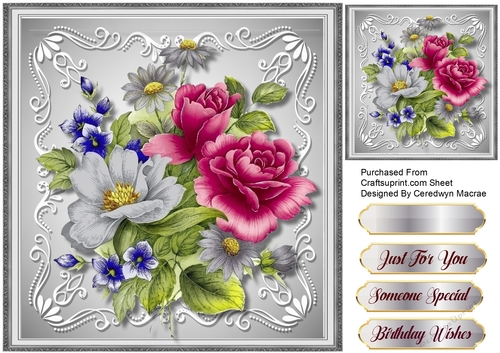 Stunning  Roses in a silver Frame 
