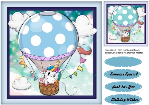 Unicorn in a Blue Balloon 