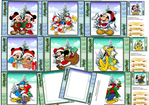 8, Christmas Animals Card Fronts + 2 Inserts