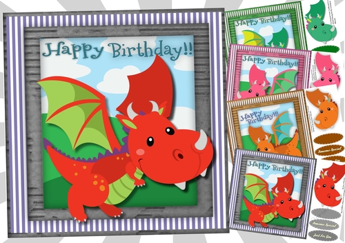 4, Cute Happy Birthday  Dragons 