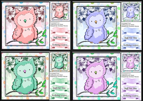 4, Cute Card Fronts , Owl in a Tree 