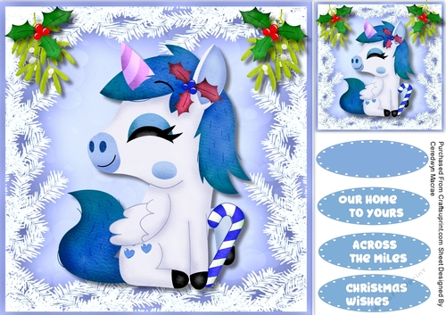 Blue Christmas Unicorn 
