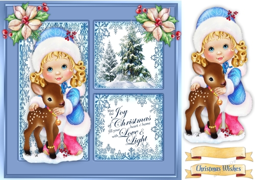 Quad Card , Girl With a Deer