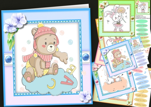 6, Childrens Card Front , On a Stitched Mat   