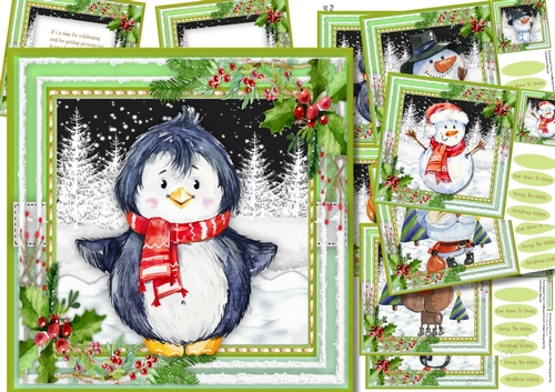 7,Christmas Pals Card Fronts + 2 inserts 