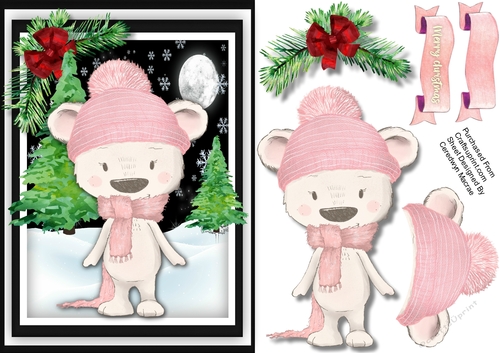 Beautiful  Christmas Pink Bear