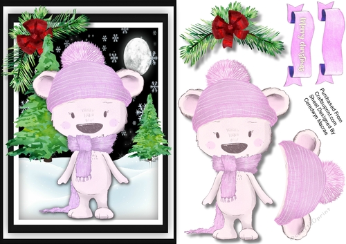 Beautiful  Christmas Lilac Bear