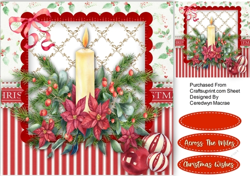 Beautiful Candle and Poinsettias  