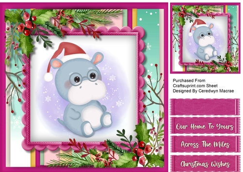 Cute Hippo in a Santa Hast