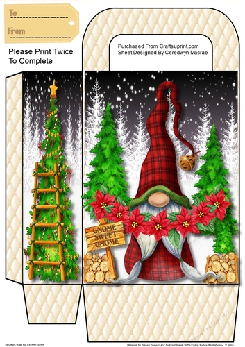 Lovely Gnomes  Poinsettia Gift Bag 