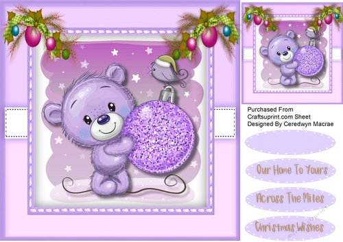 Lttle Teds Lilac Christmas Ball 