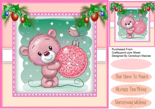 Lttle Teds Pink Christmas Ball 