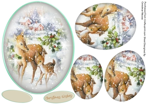 Lovely Deer on a Oval Pyramid Mat 