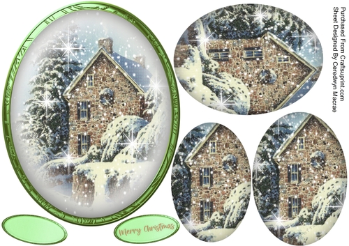 Beautiful Cottage in a Pyramid oval Mat 