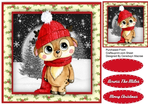 Gorgeous Reindeer  in Woolly Hat 