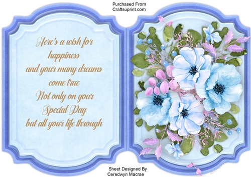 Blue Fusion Rose Topper, With Verse