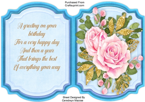 Pink Rose Topper, With Verse