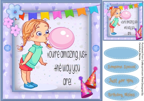Bubblegum Birthday Girl   with Verse