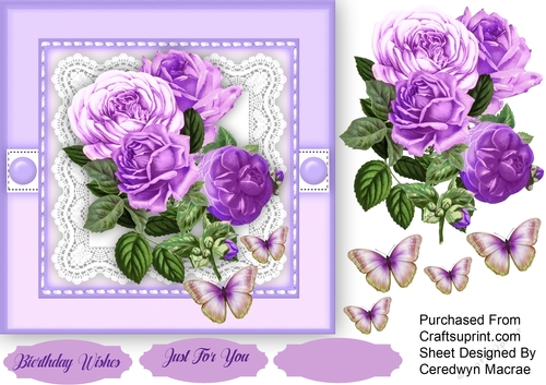 Beautiful Lilac Roses on lace 