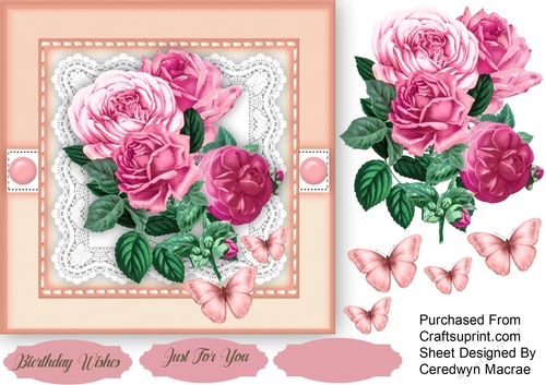 Beautiful Pink Roses on lace 