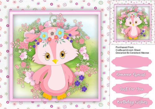 Beautiful Owl in a Flower Frame 