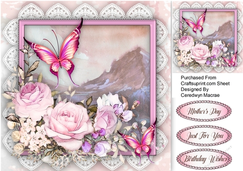 Pink Roses and Butterflys 