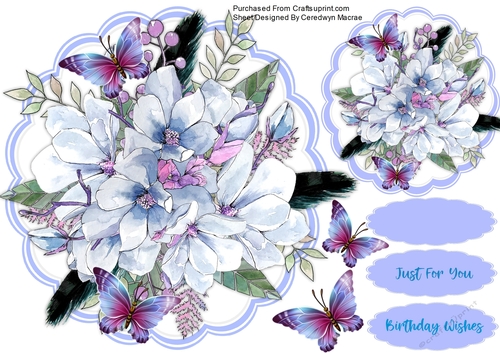 Beautiful Blue Roses and Butterflys 