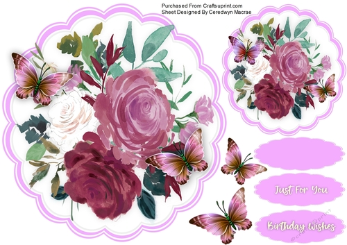 Beautiful Lilac Roses and Butterflys 