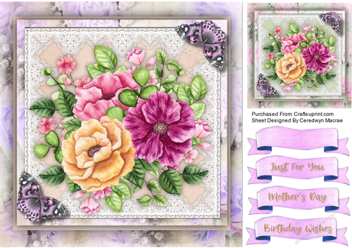 Mixed Roses , Lace and Butterflys 