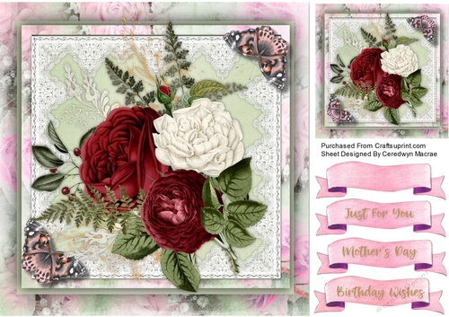 Vintage Roses   , Lace and Butterflys 