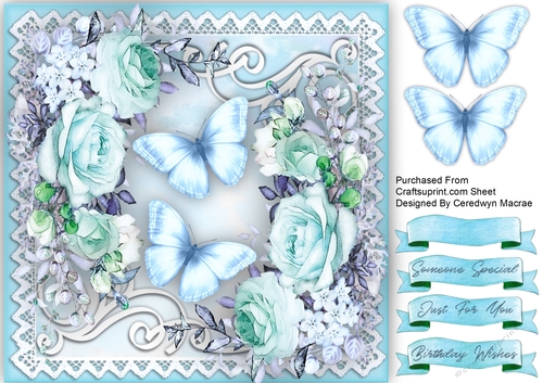 Blue Roses and Butterflies