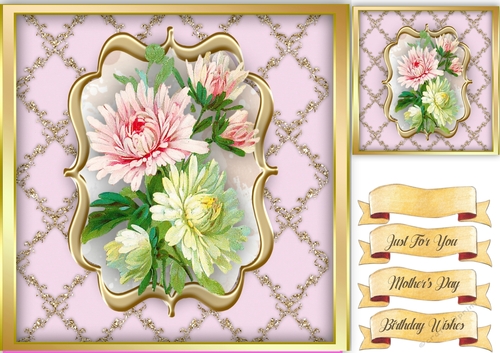 Beautiful Chrysanthamums on a Lattice Mat
