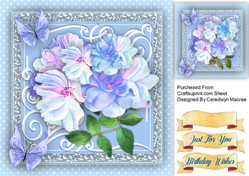 Tinged  Roses on a Scroll Mat 