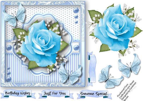 Blue Roses in a Shaped Mat
