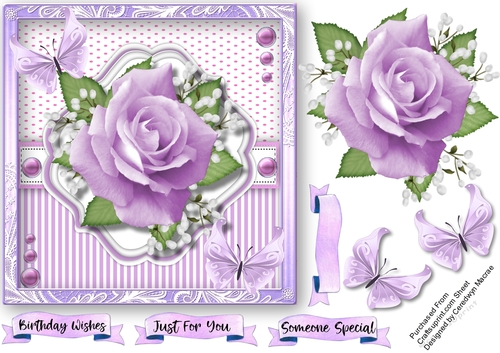Lilac Roses in a Shaped Mat