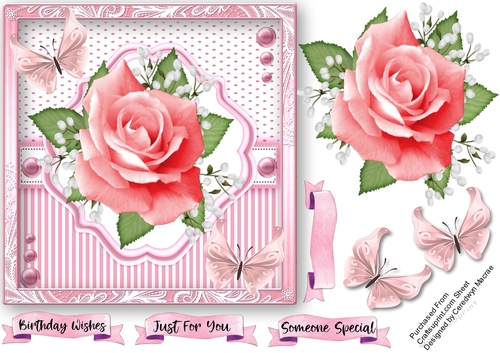 Pink Roses in a Shaped Mat
