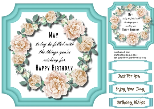 Cream Roses and Birthday Verse