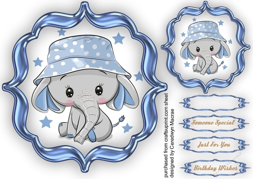 Cute Ellie in Summer Hat , Blue 