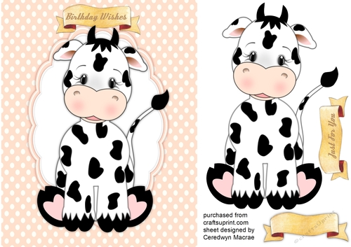Cute Cow on a Oval Mat 