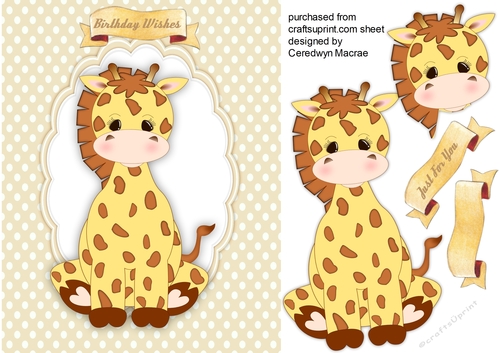 Cute Giraffe on a Oval Mat 