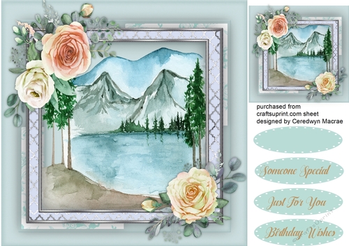 Beautiful Mountain Lake and Roses