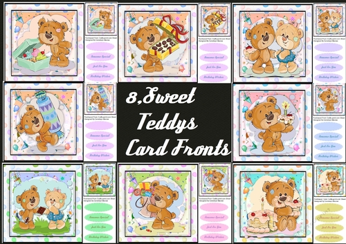 8 Sweet teddys Card fronts