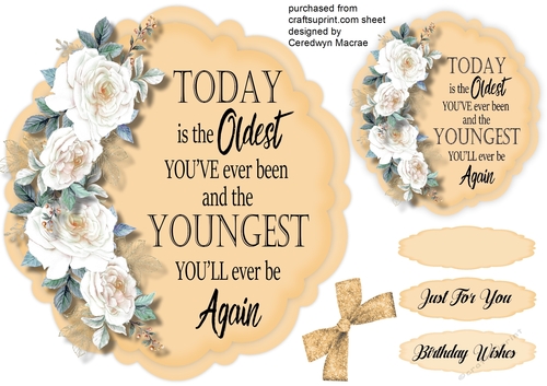 Cream  Roses and Birthday Quote 