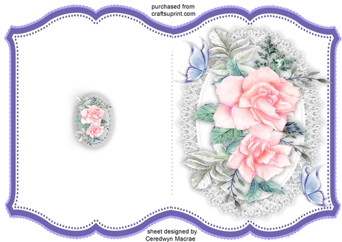 Print and Fold , Pink Roses and Butterflies 