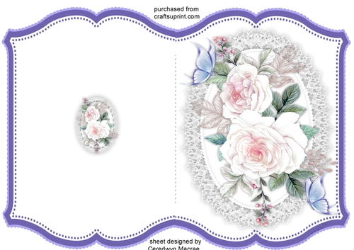Print and Fold , White Roses  and Butterflies 
