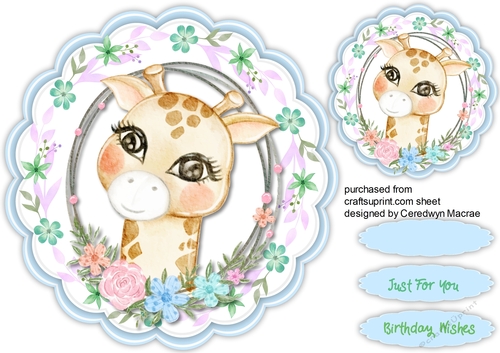 Cute Giraffe in a Flower Frame