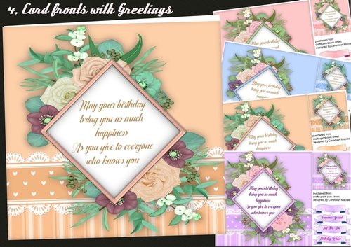 4, Card Fronts , Birthday Greeting