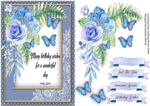 A5 Beautiful Blue Haze Roses with Verse